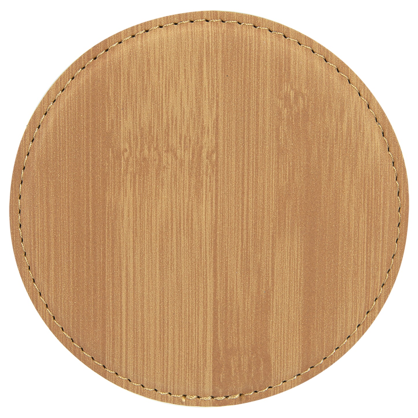 Personalized Laser Engraved  Bamboo Round Leatherette Coaster