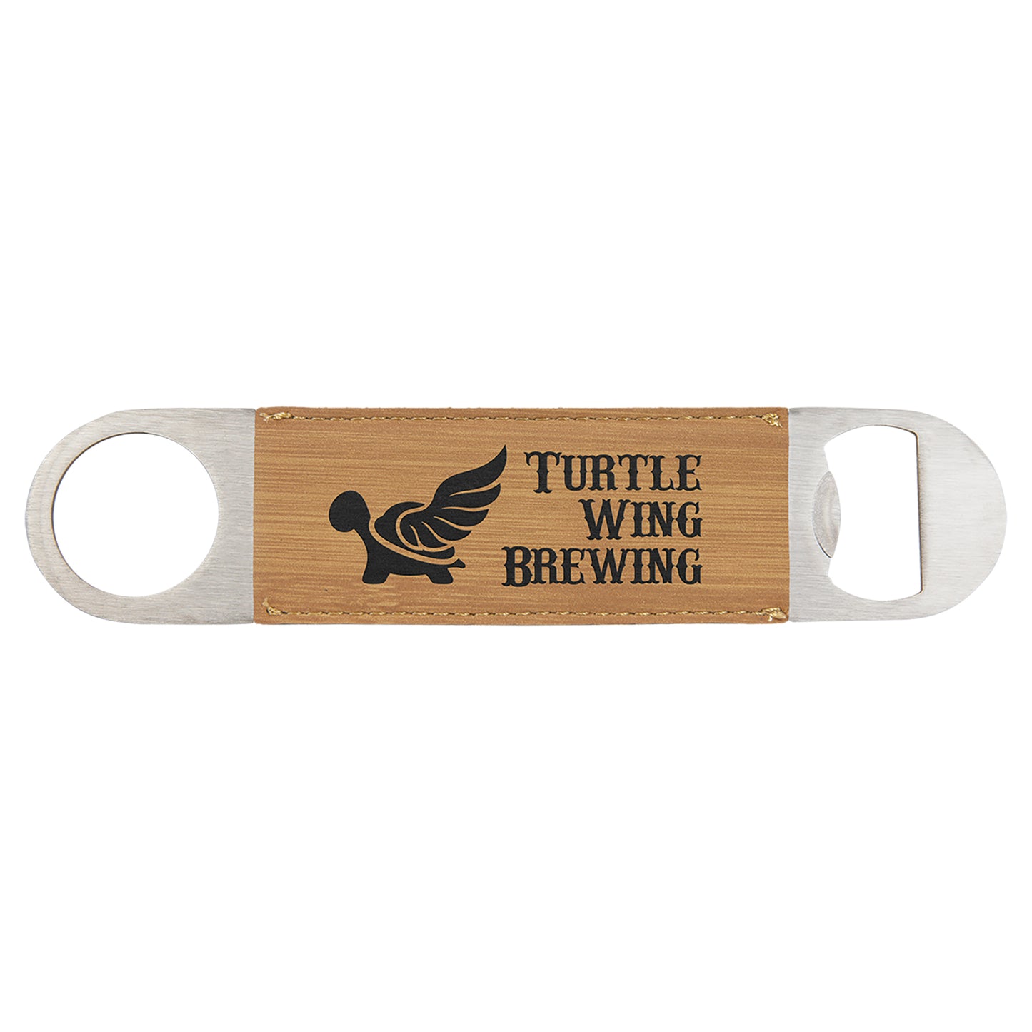 Personalized Laser Engraved 1 1/2" x 7" Bamboo  Leatherette Bottle Opener