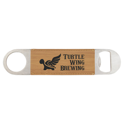 Personalized Laser Engraved 1 1/2" x 7" Bamboo  Leatherette Bottle Opener