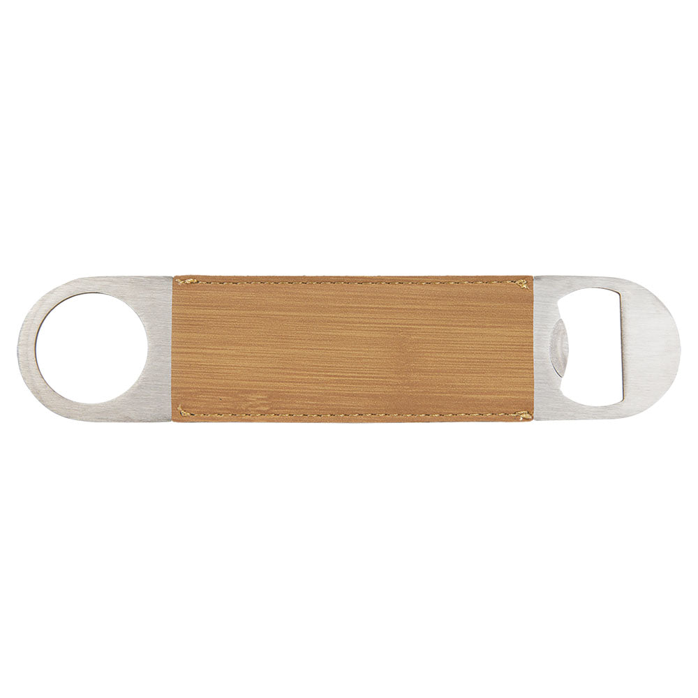 Personalized Laser Engraved 1 1/2" x 7" Bamboo  Leatherette Bottle Opener