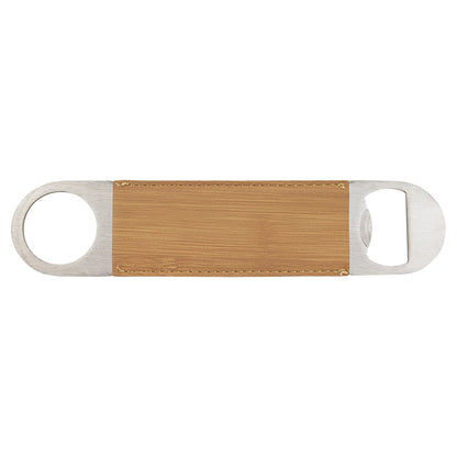 Personalized Laser Engraved 1 1/2" x 7" Bamboo  Leatherette Bottle Opener