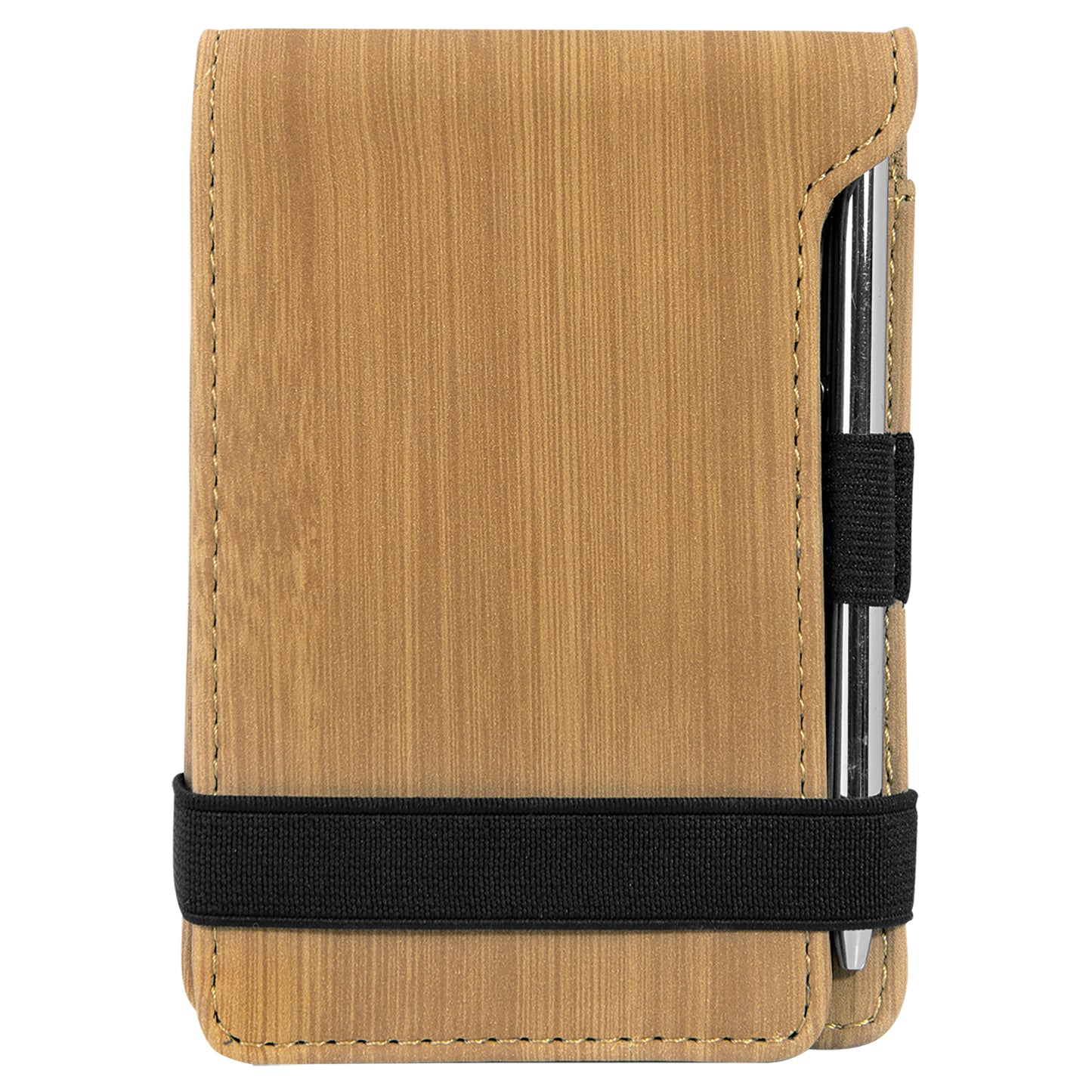 Personalized Laser Engraved 3 1/4" x 4 3/4" Bamboo Leatherette Mini Notepad with Pen