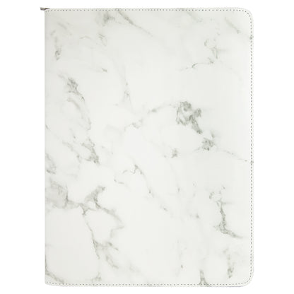 Personalized Laser Engraved 9 1/2" x 12" White Marble with Zipper Leatherette Portfolio with Notepad