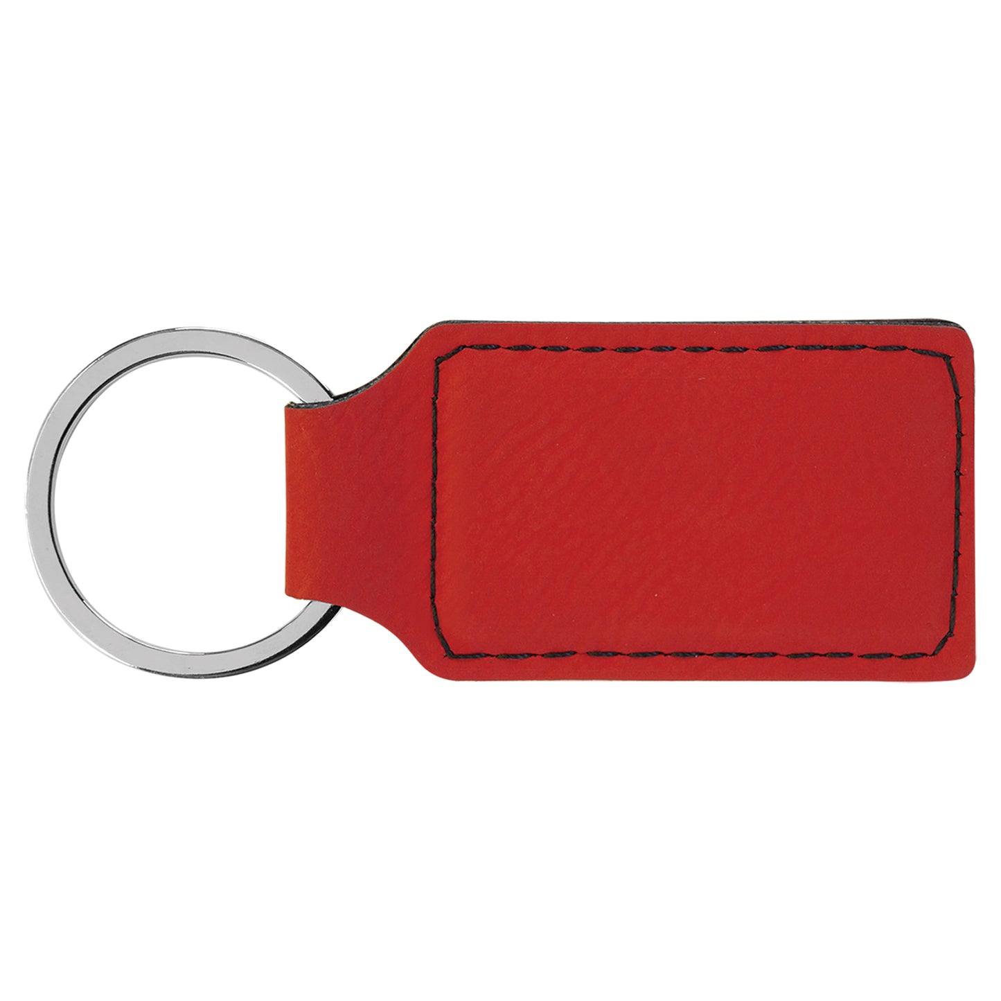 Personalized Laser Engraved 2 3/4" x 1 1/4" Red  Leatherette Rectangle Keychain