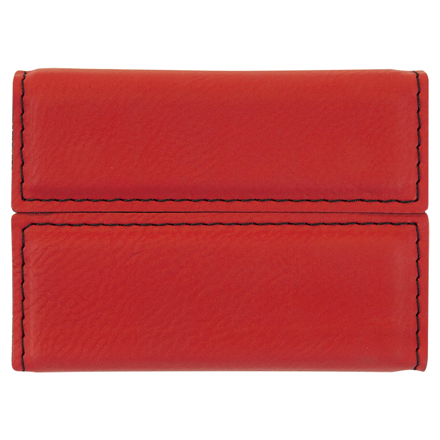 Personalized Laser Engraved 3 3/4" x 2 3/4" Red  Leatherette Hard Business Card Holder