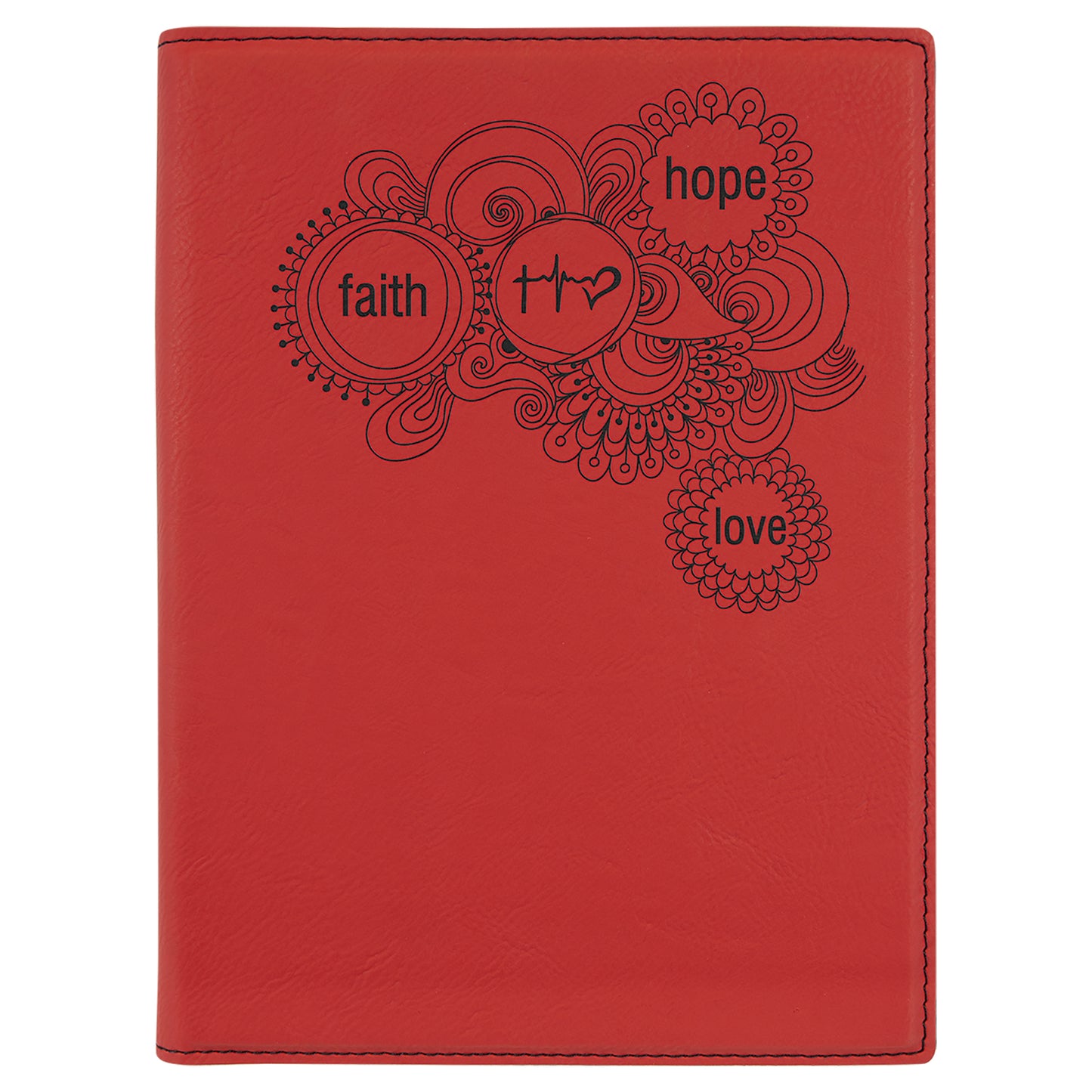 Personalized Laser Engraved 9 1/2" x 12" Red Laserable Leatherette Portfolio with Notepad