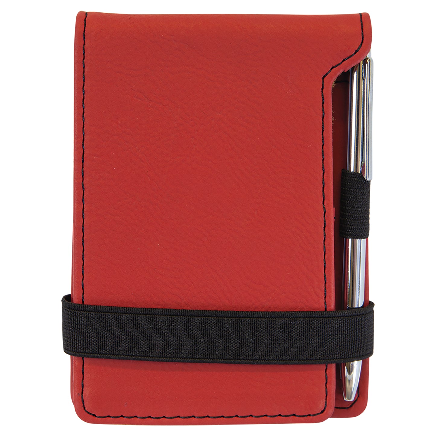 Personalized Laser Engraved 3 1/4" x 4 3/4" Red  Leatherette Mini Notepad with Pen