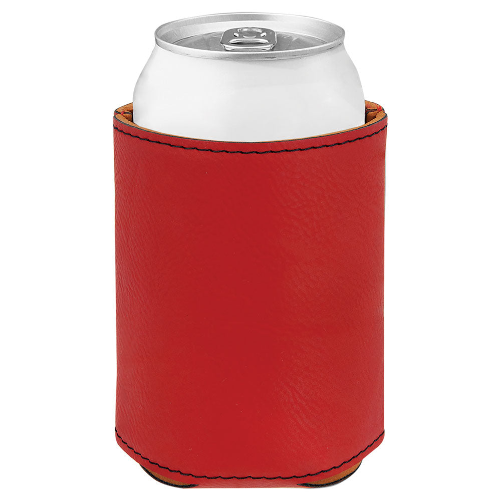 Personalized Laser Engraved 3 3/4" Red  Leatherette Beverage Holder