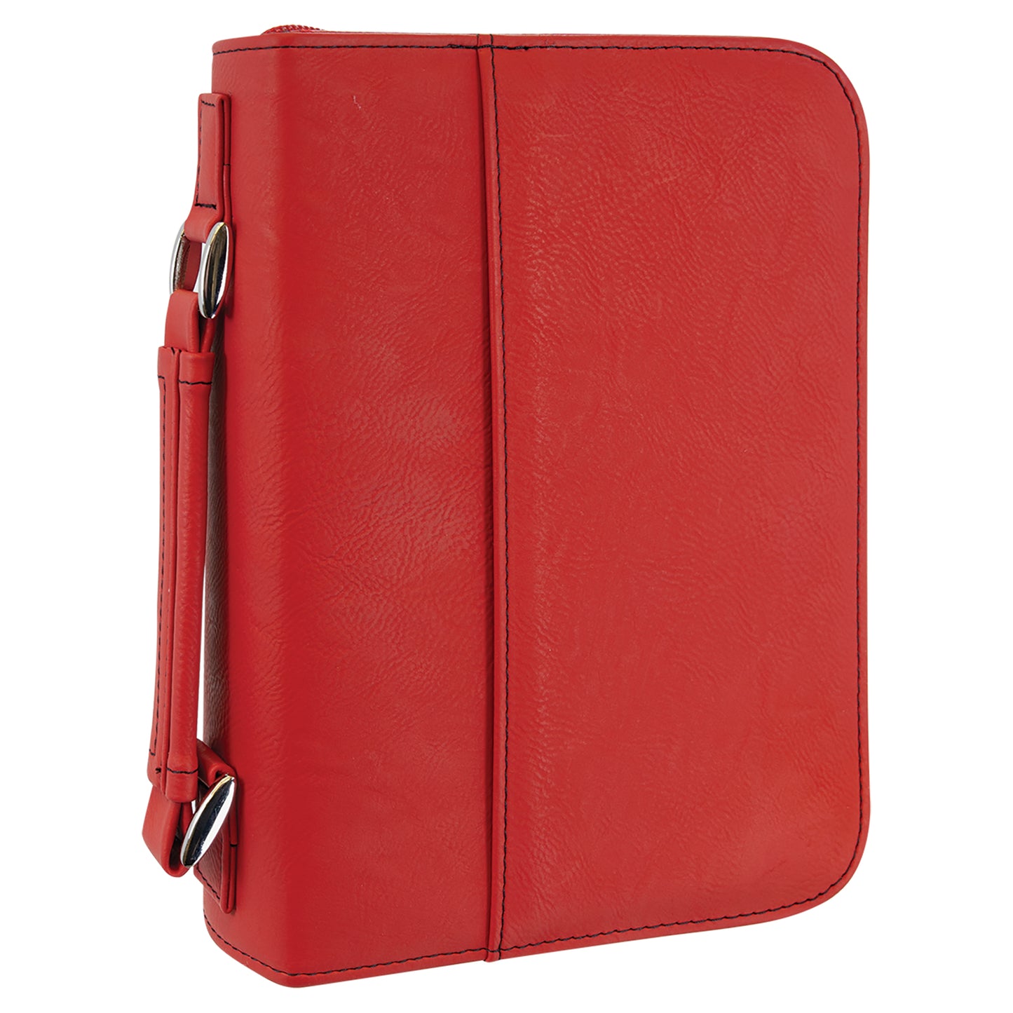 Personalized Laser Engraved 6 3/4" x 9 1/4" Red Leatherette Book/Bible Cover with Handle & Zipper