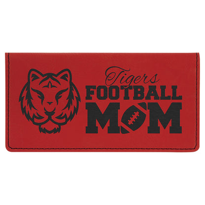 Personalized Laser Engraved 6 3/4" x 3 1/2" Red  Leatherette Checkbook Cover