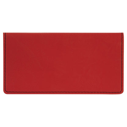 Personalized Laser Engraved 6 3/4" x 3 1/2" Red  Leatherette Checkbook Cover