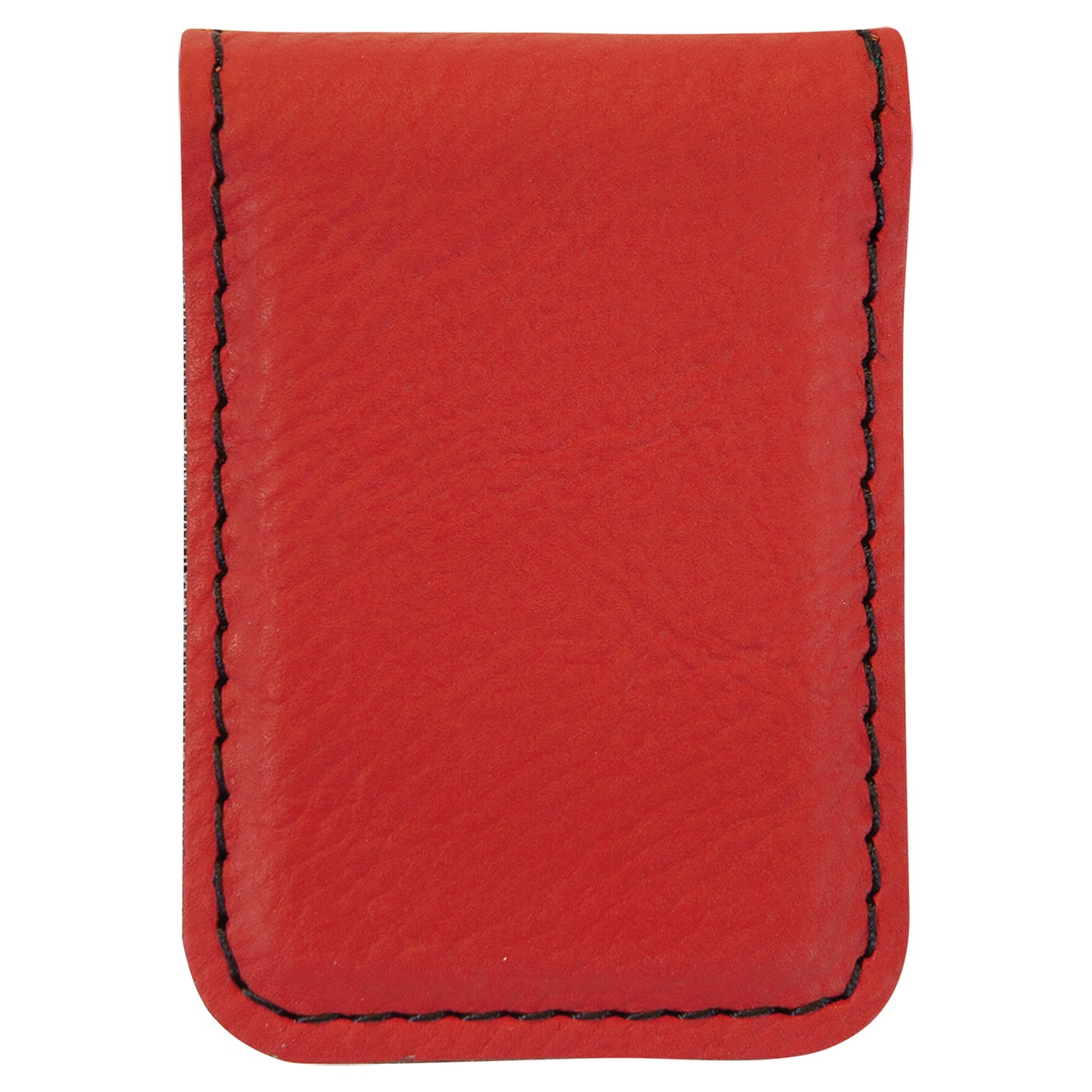 Personalized Laser Engraved 1 3/4" x 2 1/2" Red  Leatherette Money Clip