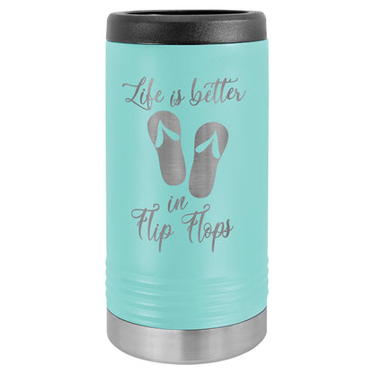 Personalized Laser Engraved  Teal Polar Camel Slim Beverage Holder