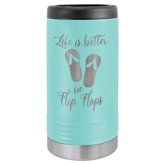 Personalized Laser Engraved Polar Camel Teal Slim Beverage Holder