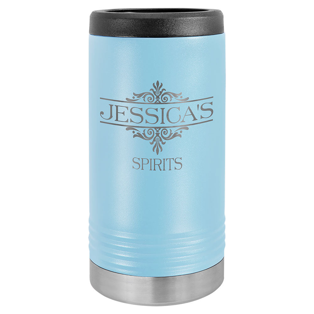 Personalized Laser Engraved Polar Camel Light Blue Slim Beverage Holder