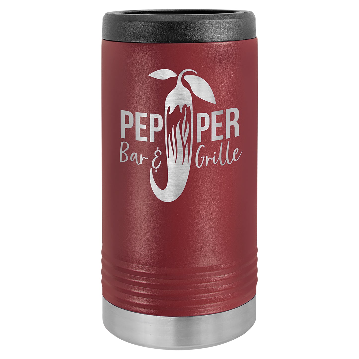 Personalized Laser Engraved  Maroon Polar Camel Slim Beverage Holder