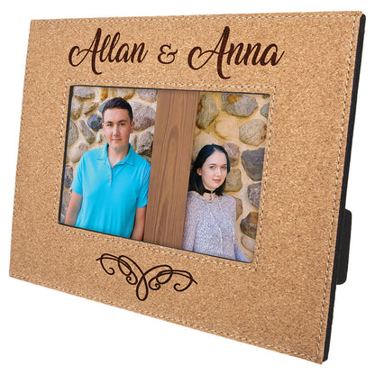  Personalized Laser Engraved 4" x 6" Cork Photo Frame