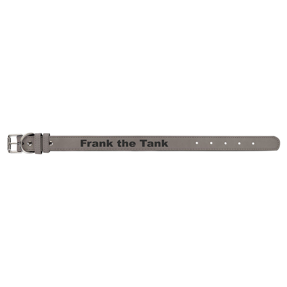  Personalized Laser Engraved Medium 19" x 1" Gray Leatherette Dog Collar