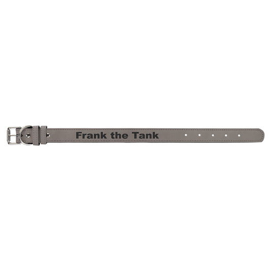  Personalized Laser Engraved Medium 19" x 1" Gray Leatherette Dog Collar