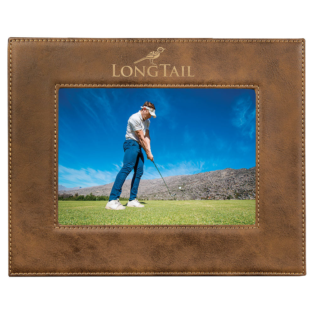  Personalized Laser Engraved 5" x 7" Rustic/Gold Leatherette Photo Frame