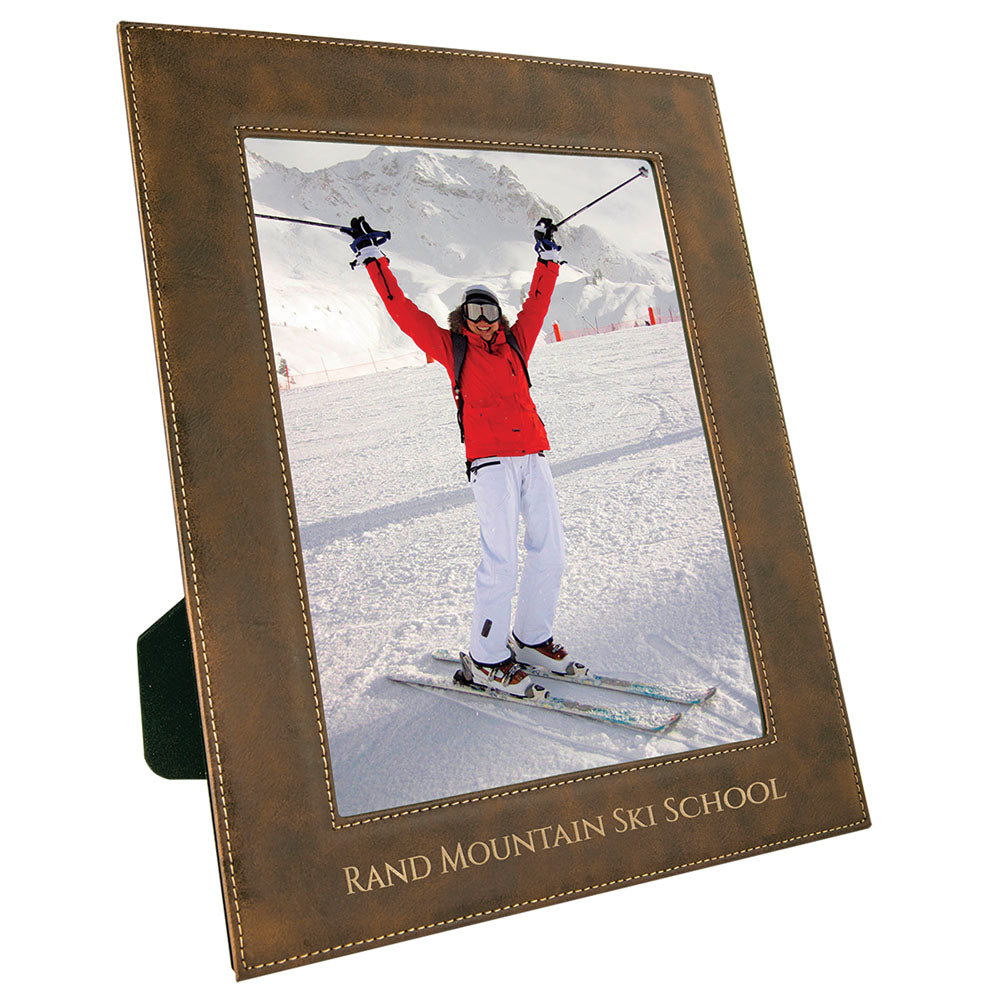 Personalized Laser Engraved 4" x 6" Rustic/Gold Laserable Leatherette Photo Frame