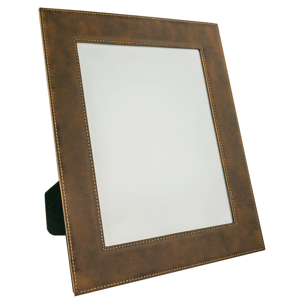 Personalized Laser Engraved 8" x 10" Rustic/Gold Leatherette Photo Frame