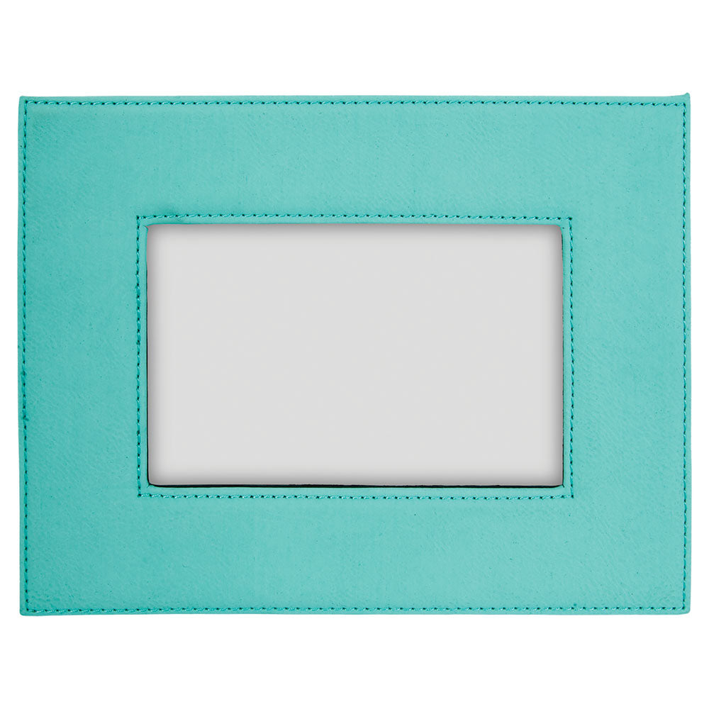 Personalized Laser Engraved 4" x 6" Teal Laserable Leatherette Photo Frame