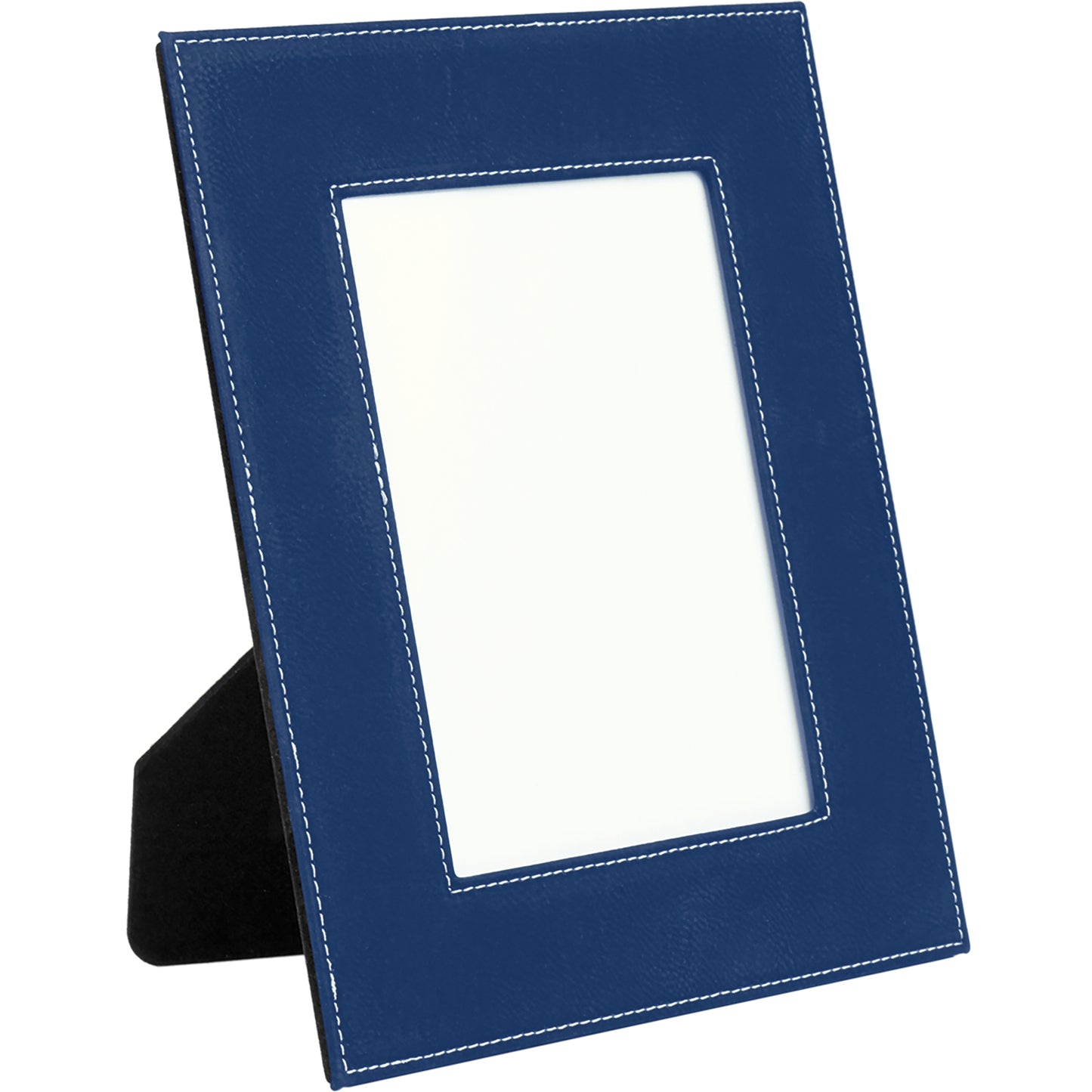 Personalized Laser Engraved 4" x 6" Blue/Silver Laserable Leatherette Photo Frame