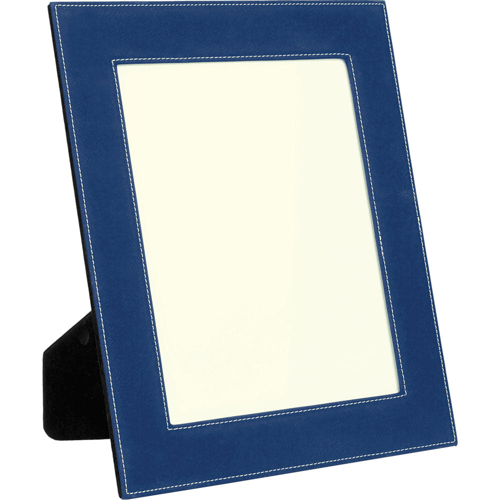 Personalized Laser Engraved 4" x 6" Blue/Silver Laserable Leatherette Photo Frame