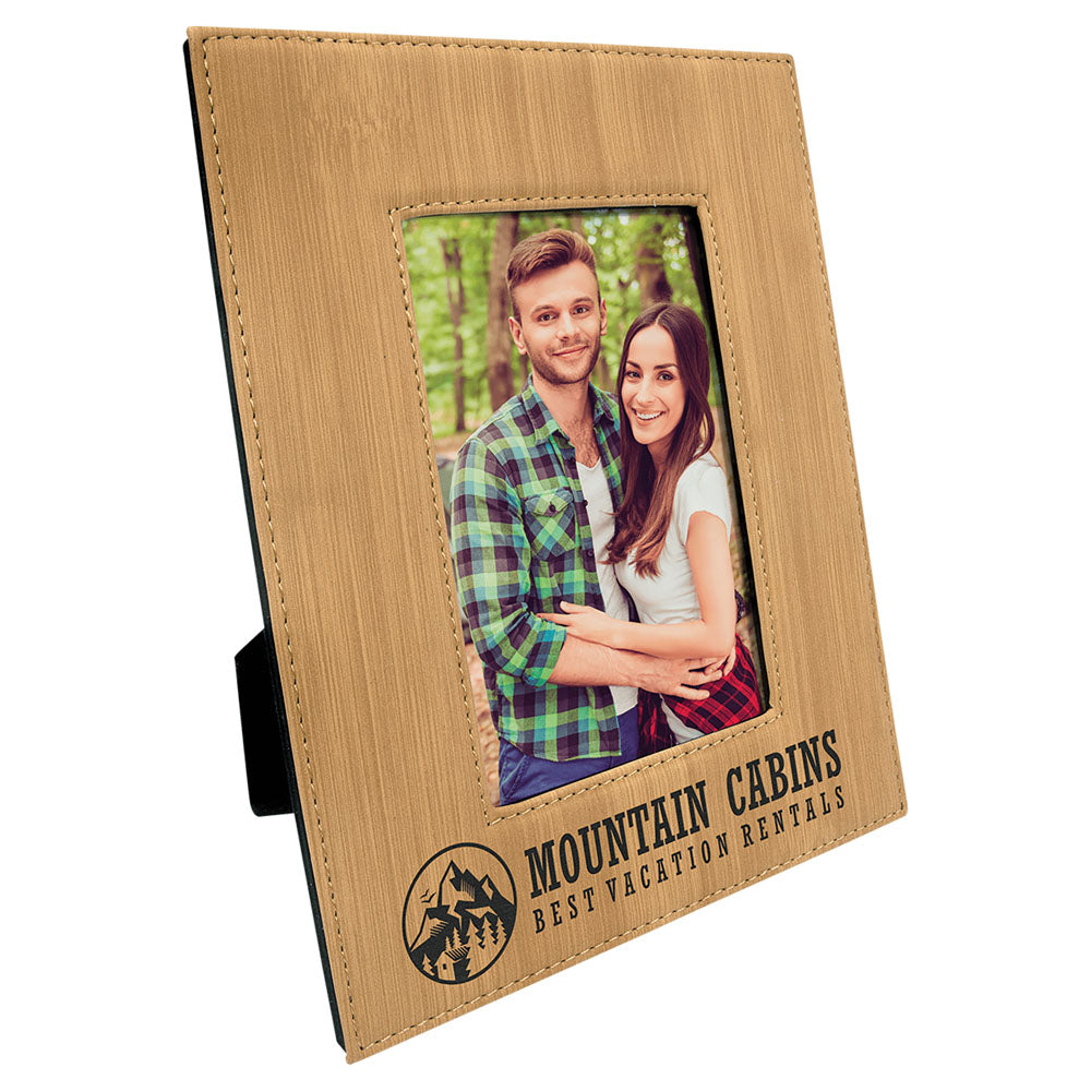  Personalized Laser Engraved 4" x 6" Bamboo Leatherette Photo Frame