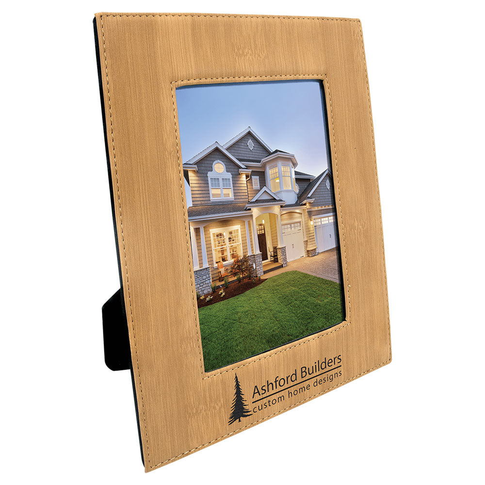 Personalized Laser Engraved 4" x 6" Bamboo Laserable Leatherette Photo Frame