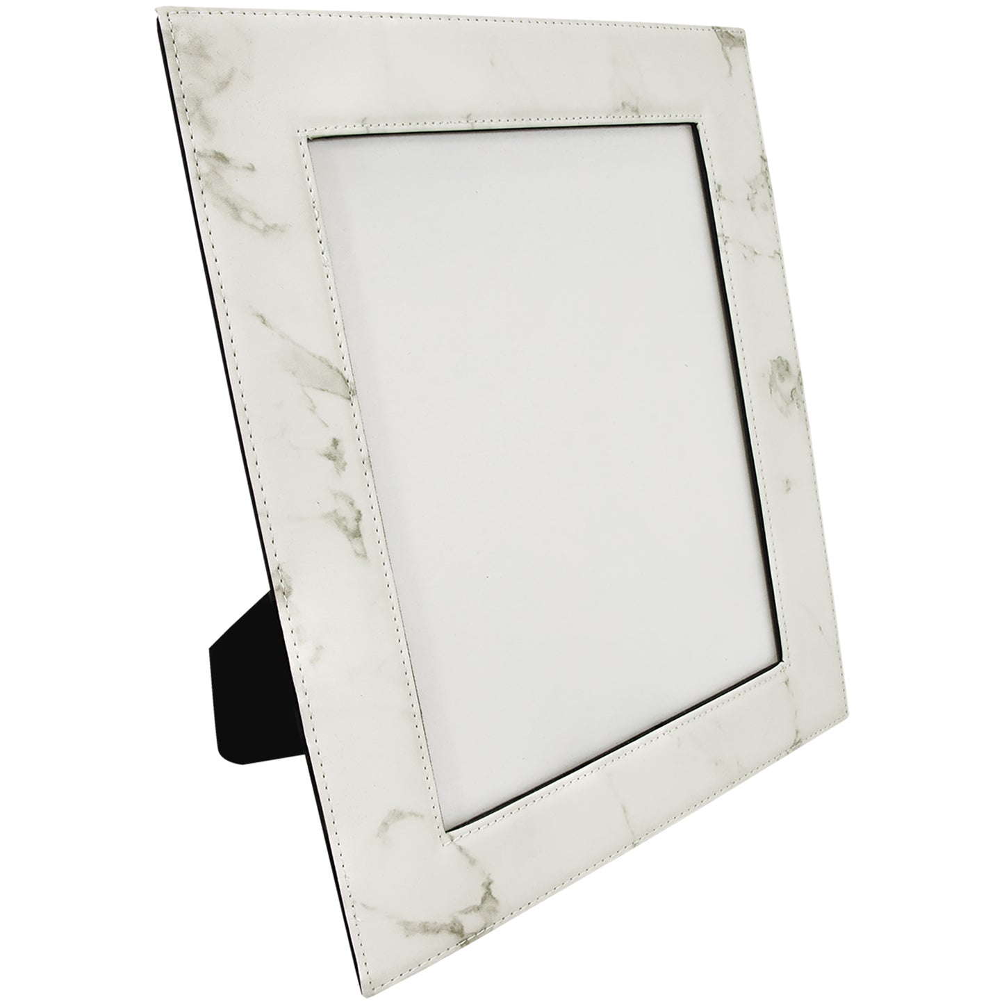 Personalized Laser Engraved 8" x 10" White Marble  Leatherette Photo Frame