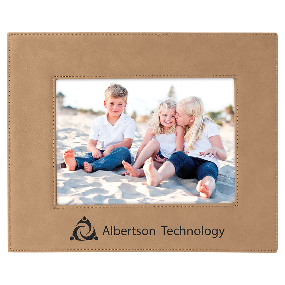  Personalized Laser Engraved 5" x 7" Light Brown Leatherette Photo Frame