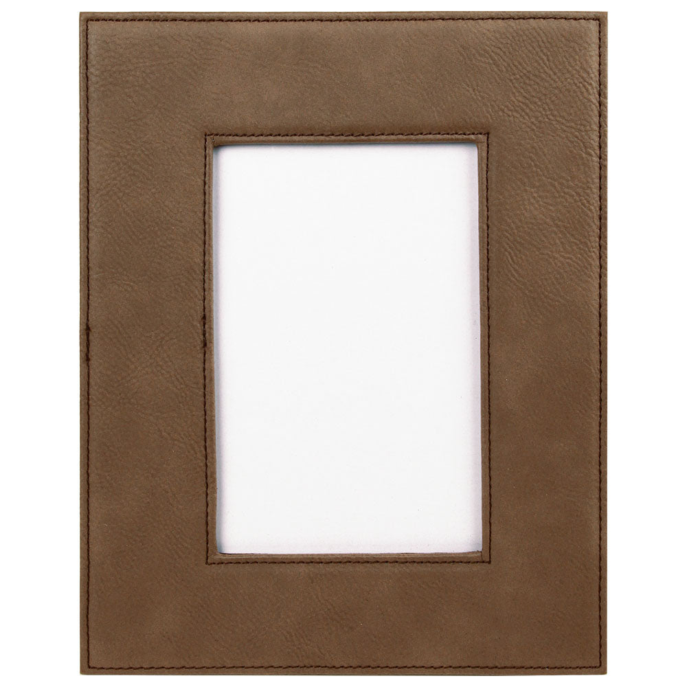 Personalized Laser Engraved 4" x 6" Dark Brown Laserable Leatherette Photo Frame