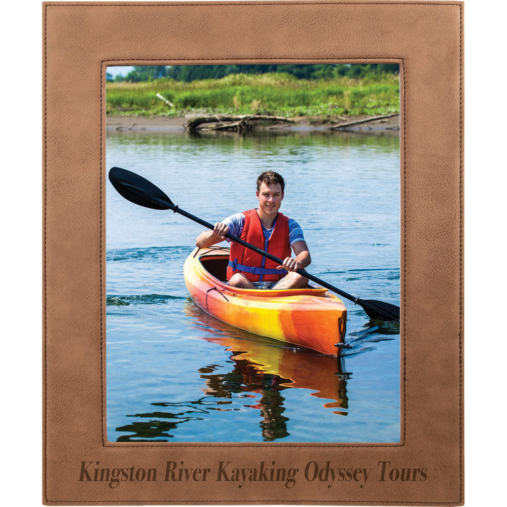  Personalized Laser Engraved 8" x 10" Dark Brown Leatherette Photo Frame