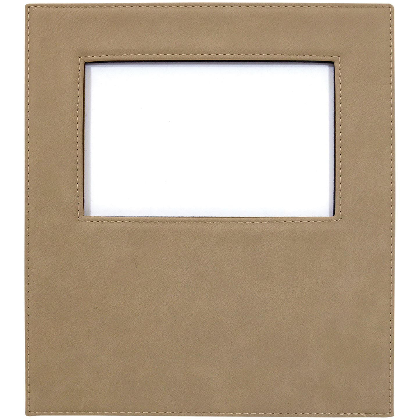 Personalized Laser Engraved 4" x 6" Light Brown Leatherette Photo Frame with 4 1/4" x 7 7/8" Engraving Area