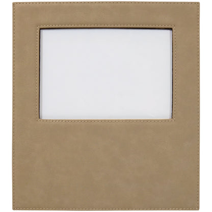 Personalized Laser Engraved 4" x 6" Light Brown Leatherette Photo Frame with 4 1/4" x 7 7/8" Engraving Area