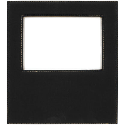 Personalized Laser Engraved 4" x 6" Black/Gold Leatherette Photo Frame with 4 1/4" x 7 7/8" Engraving Area