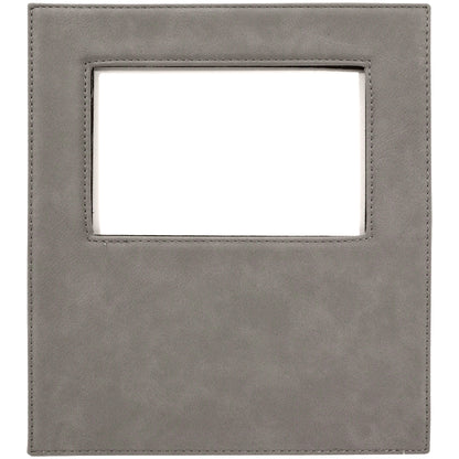 Personalized Laser Engraved 4" x 6" Gray Leatherette Photo Frame with 4 1/4" x 7 7/8" Engraving Area