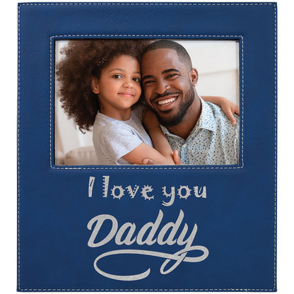  Personalized Laser Engraved 5" x 7" Blue/Silver Leatherette Photo Frame with 4 1/2" x 9 Engraving Area