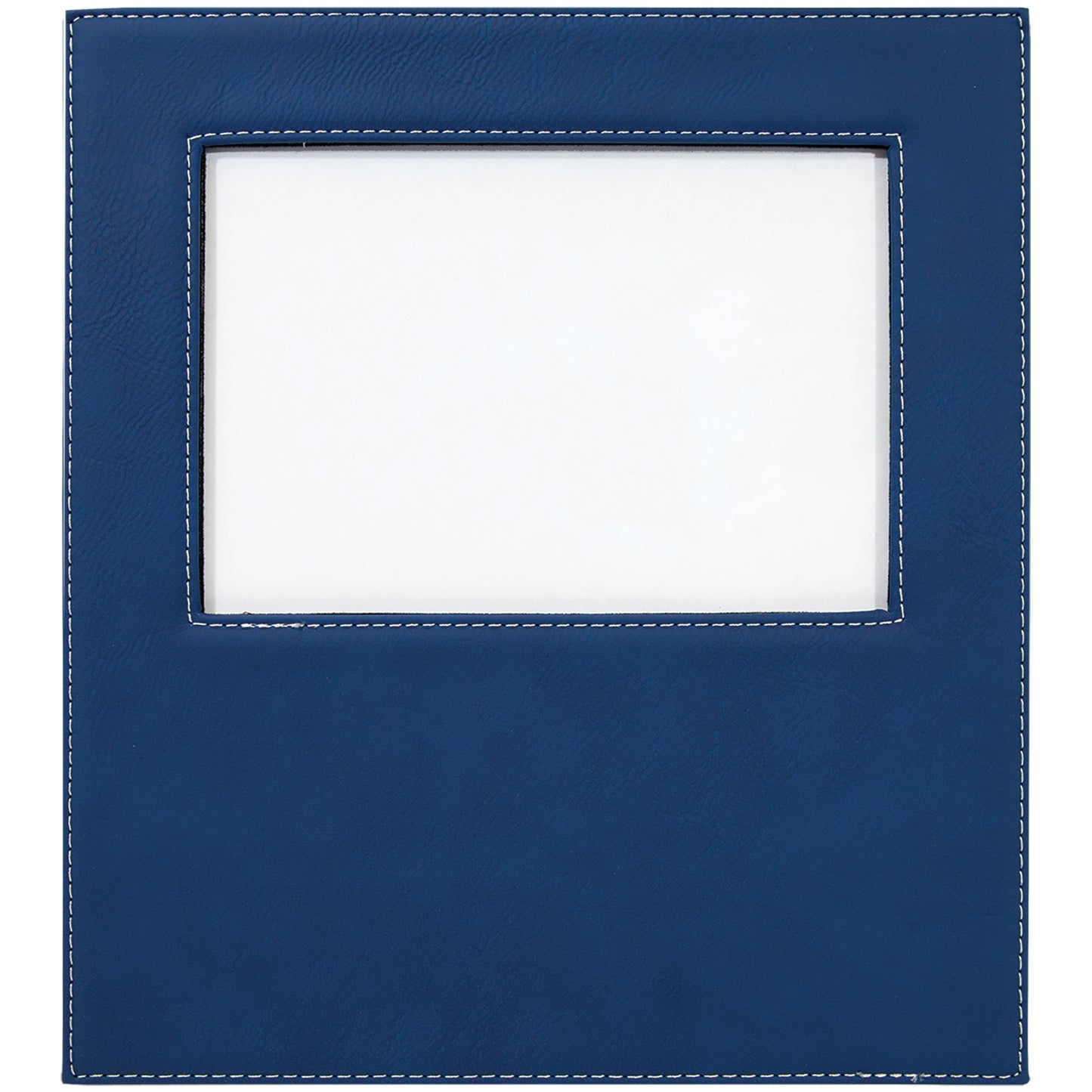 Personalized Laser Engraved 4" x 6" Blue/Silver Leatherette Photo Frame with 4 1/4" x 7 7/8" Engraving Area