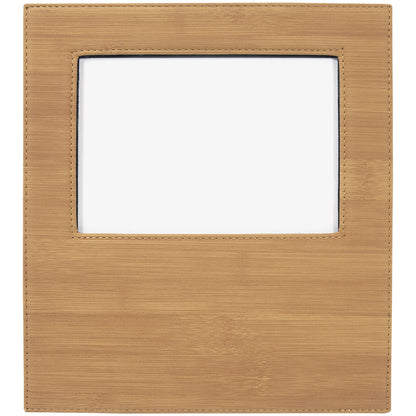 Personalized Laser Engraved 4" x 6" Bamboo Leatherette Photo Frame with 4 1/4" x 7 7/8" Engraving Area