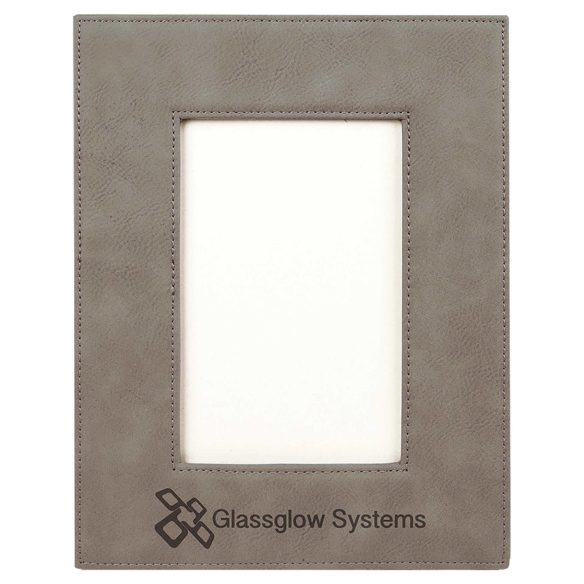  Personalized Laser Engraved 4" x 6" Gray Leatherette Photo Frame