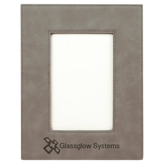  Personalized Laser Engraved 4" x 6" Gray Leatherette Photo Frame