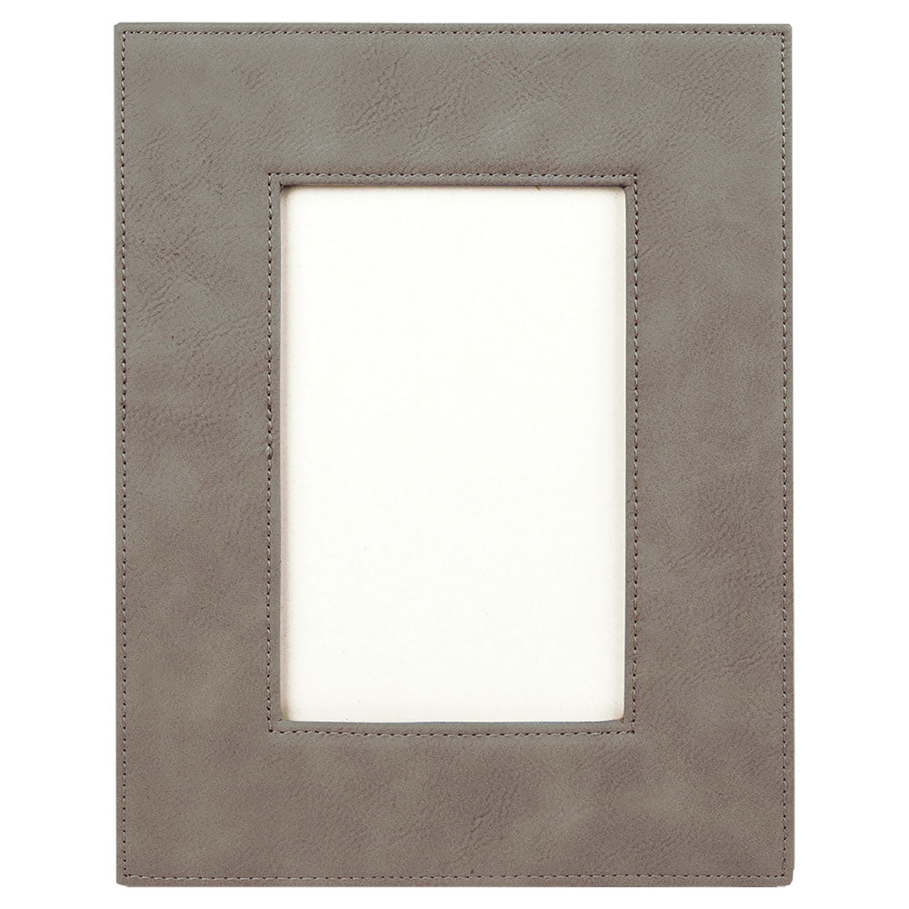 Personalized Laser Engraved 4" x 6" Gray Laserable Leatherette Photo Frame