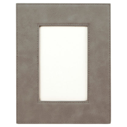 Personalized Laser Engraved 4" x 6" Gray Laserable Leatherette Photo Frame