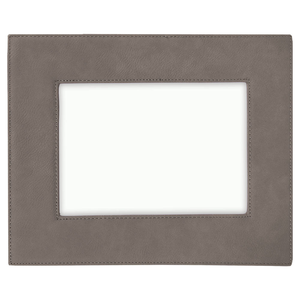 Personalized Laser Engraved 4" x 6" Gray Laserable Leatherette Photo Frame