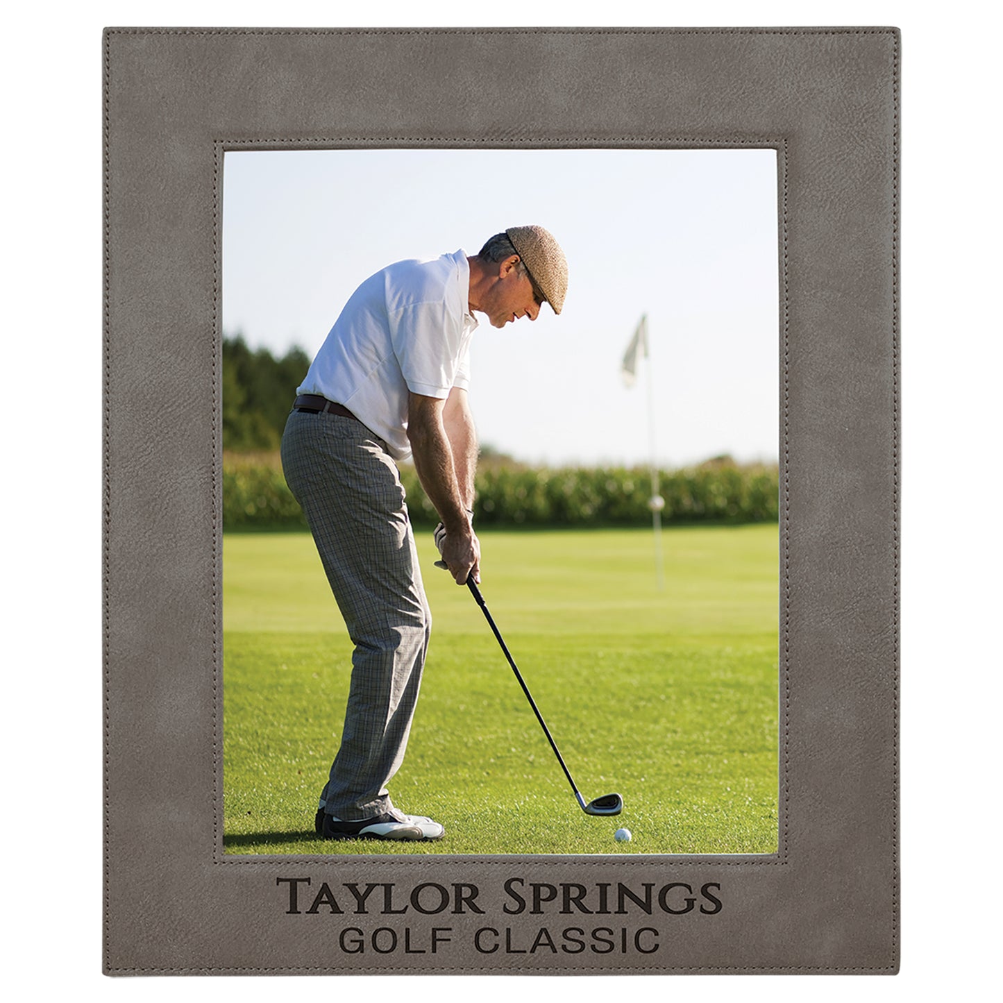  Personalized Laser Engraved 8" x 10" Gray Leatherette Photo Frame