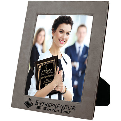 Personalized Laser Engraved 4" x 6" Gray Laserable Leatherette Photo Frame