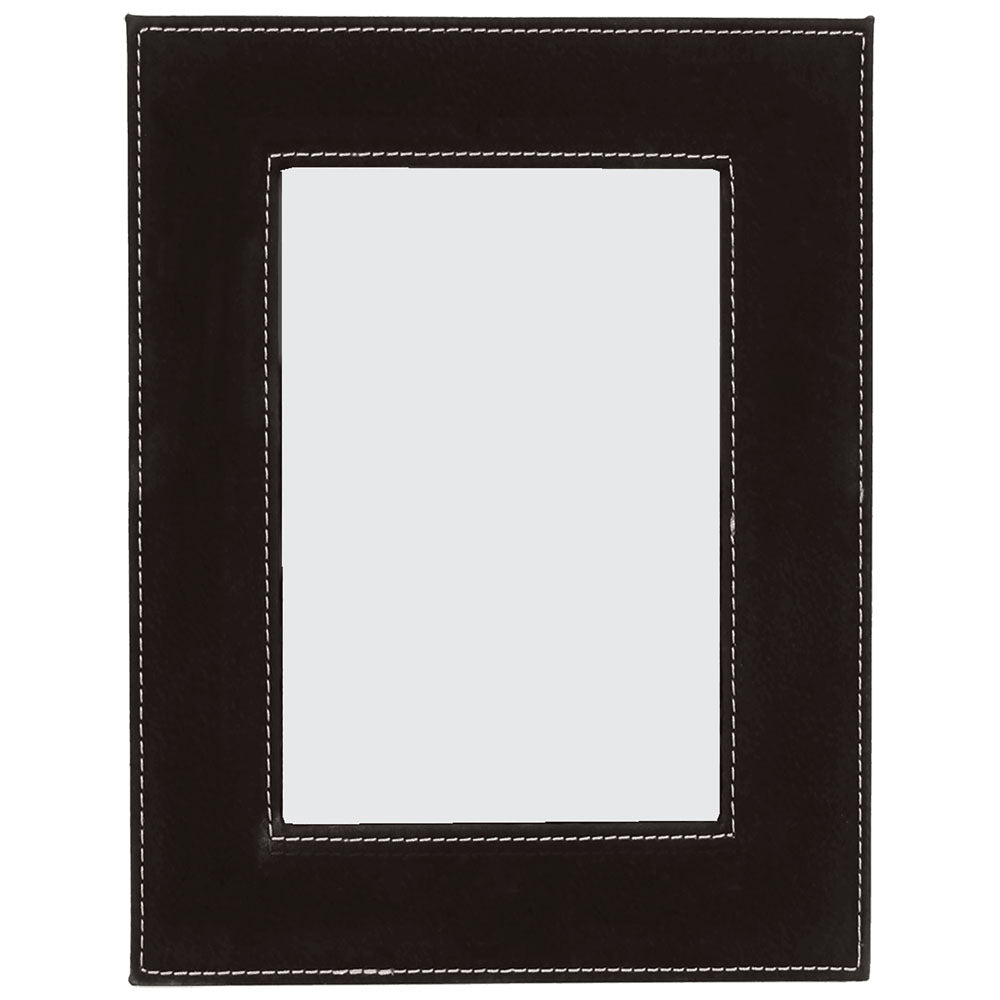 Personalized Laser Engraved 4" x 6" Black/Silver Laserable Leatherette Photo Frame